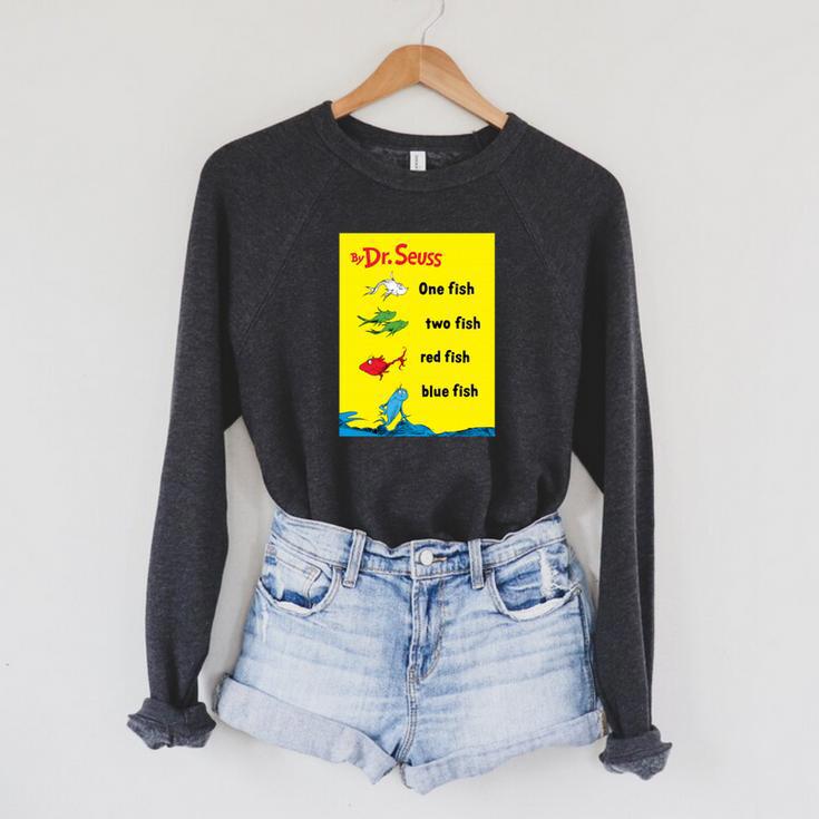 Dr Seuss One Fish Two Fish Book Cover Raglan Sleeve Sweatshirt Dr Seuss One Fish Two Fish Book Cover Raglan Sleeve Sweatshirt