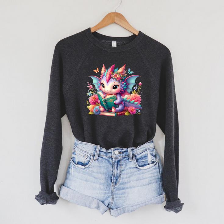 Dragon Book ShirtReading Bookworm Please I'm a Book Dragon Raglan Sleeve Sweatshirt