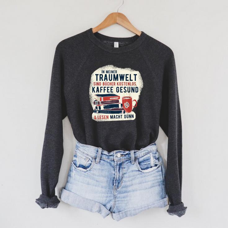 In My Dream World Books Are Free Coffee Healthy Raglan Sleeve Sweatshirt In My Dream World Books Are Free Coffee Healthy Raglan Sleeve Sweatshirt