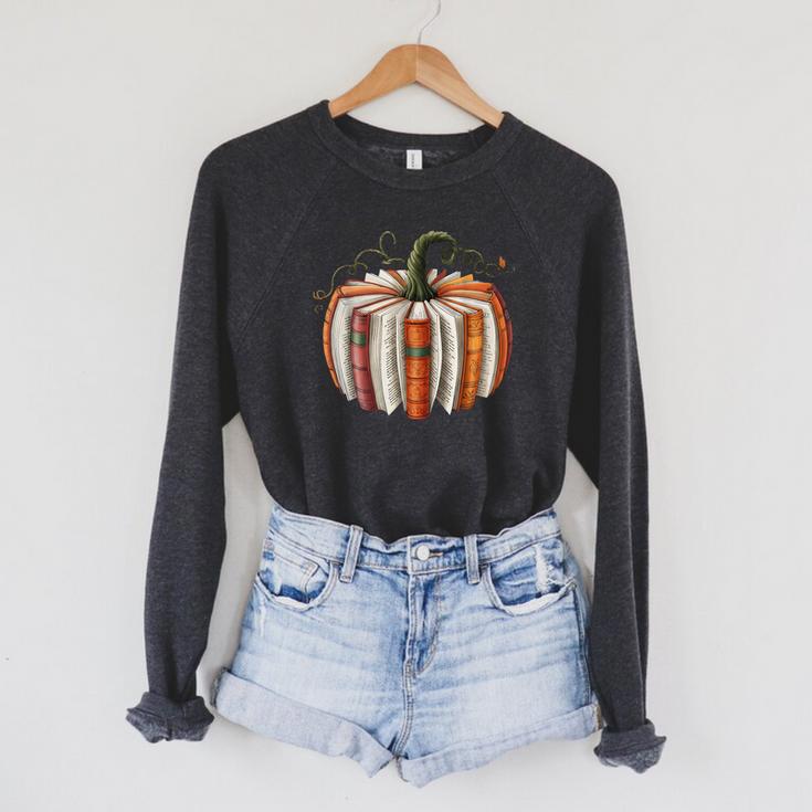 Fall Book Pumpkin Retro Reading Halloween Teacher Raglan Sleeve Sweatshirt Fall Book Pumpkin Retro Reading Halloween Teacher Raglan Sleeve Sweatshirt