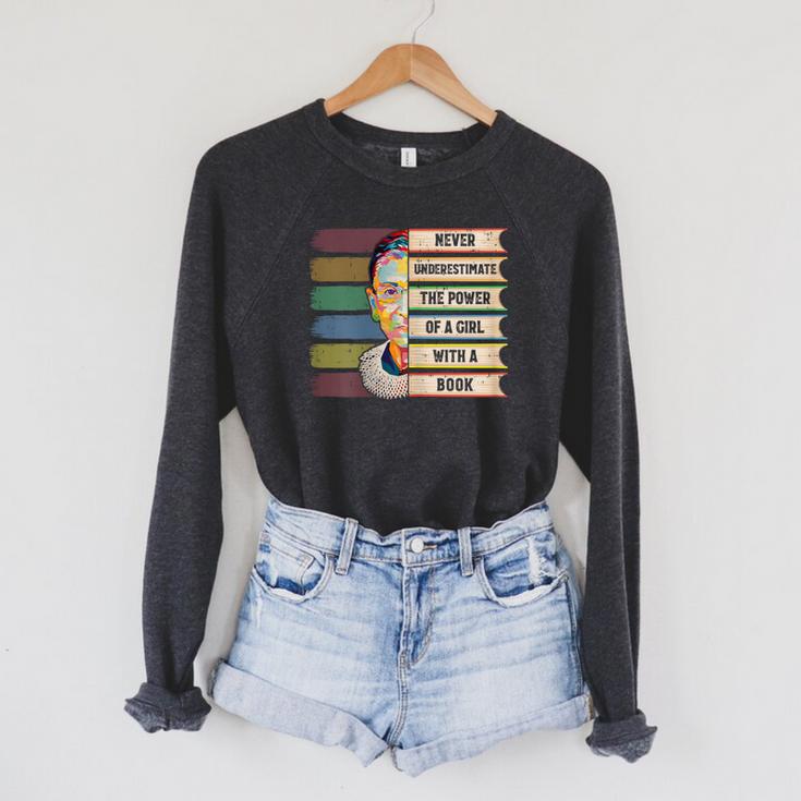 Feminist Ruth Bader Ginsburg RBG Quote Girl With Book Women Raglan Sleeve Sweatshirt