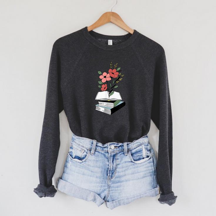 Floral Book Reader Fan For Reading Flower Books With Blooms Raglan Sleeve Sweatshirt Floral Book Reader Fan For Reading Flower Books With Blooms Raglan Sleeve Sweatshirt