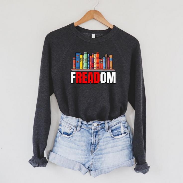 Frea-Dom Anti Ban Books I Read Banned Books Freedom Book Raglan Sleeve Sweatshirt