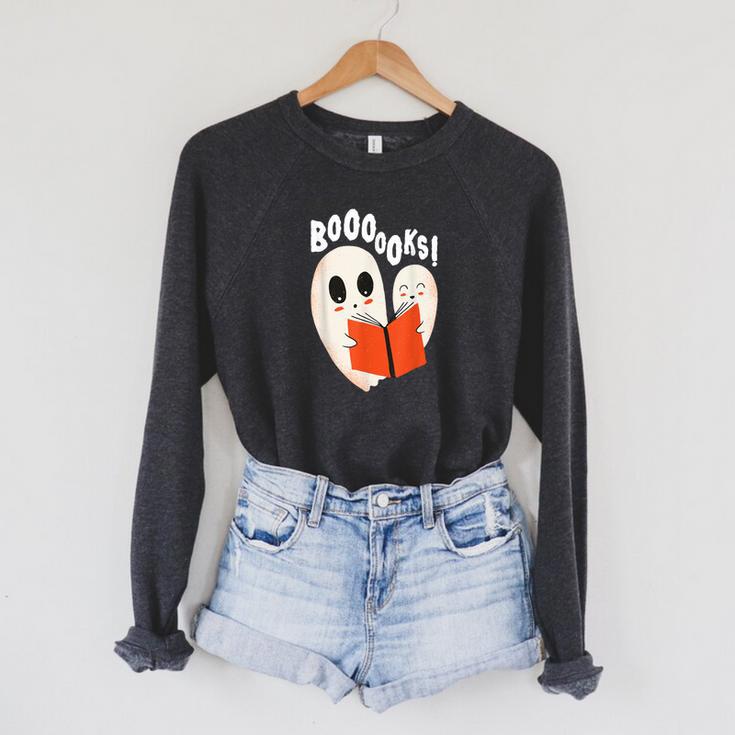 Ghost Book Reading Raglan Sleeve Sweatshirt