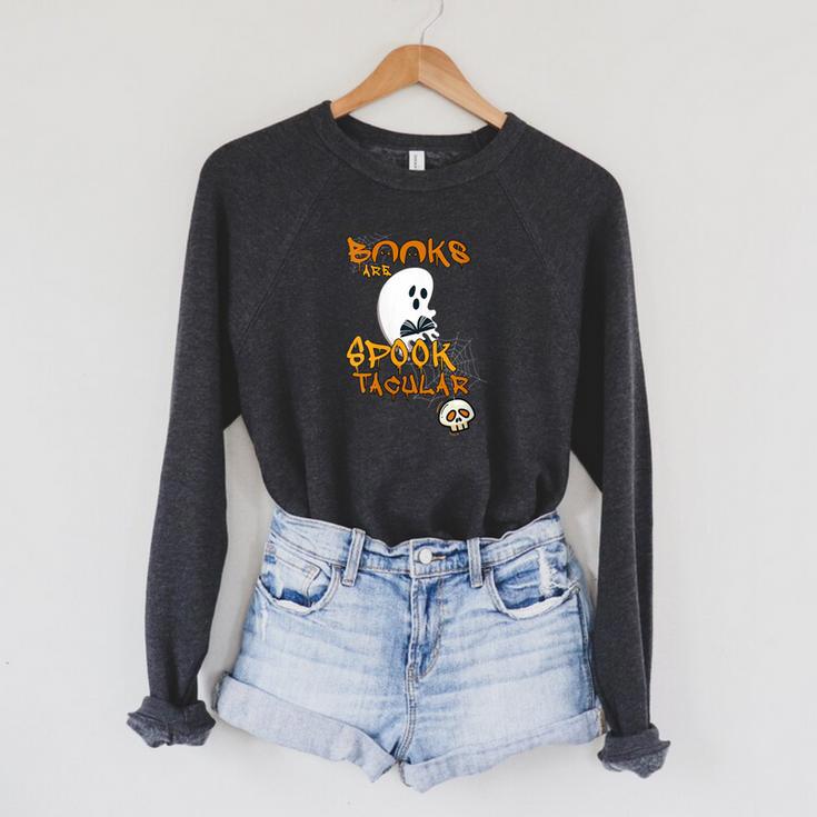 Ghost Books Are Spook-Tacular Halloween Spectacular Reading Raglan Sleeve Sweatshirt