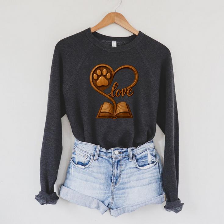 Girl Who Loves Dogs & Books Heart Dog Lover Reader Reeding Raglan Sleeve Sweatshirt Girl Who Loves Dogs & Books Heart Dog Lover Reader Reeding Raglan Sleeve Sweatshirt