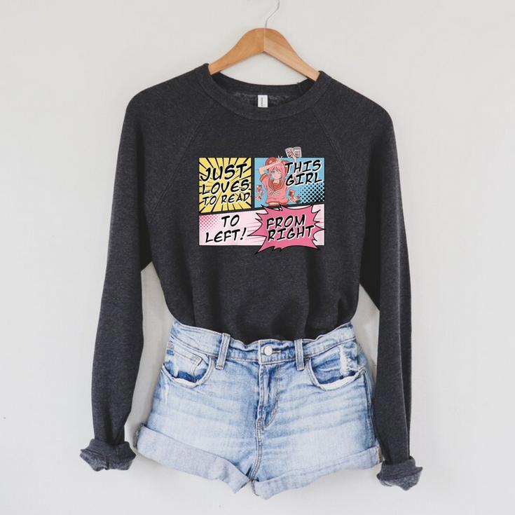 This Girl Reads Right To Left Comic Books Anime And Manga Raglan Sleeve Sweatshirt
