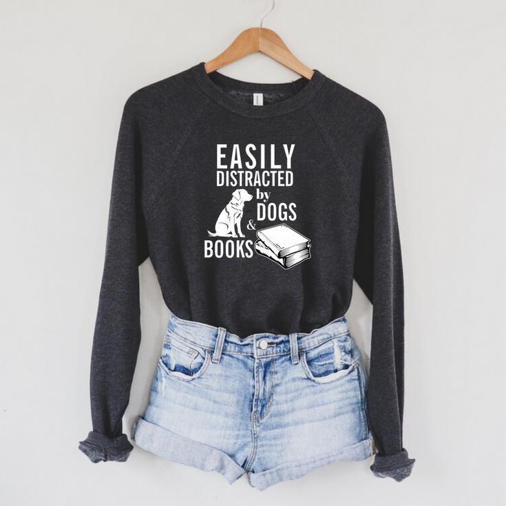Golden Retriever Easily Distracted By Books And Dogs Premium Tri-Blend Raglan Sleeve Sweatshirt