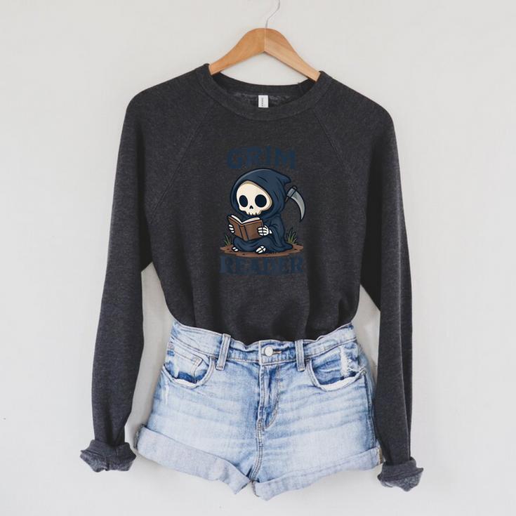 Grim Reader Dark Humor Read Book & Library Lovers Raglan Sleeve Sweatshirt