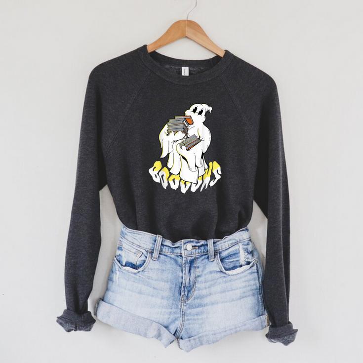 Halloween Books Cute Ghost Reading Booooks Teacher Raglan Sleeve Sweatshirt Halloween Books Cute Ghost Reading Booooks Teacher Raglan Sleeve Sweatshirt