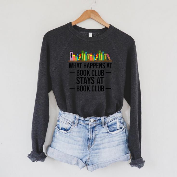 What Happens At Book Club Stay At Book Club Women Raglan Sleeve Sweatshirt What Happens At Book Club Stay At Book Club Women Raglan Sleeve Sweatshirt