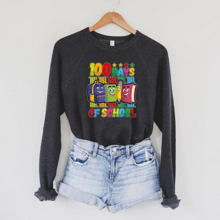 Happy 100 Day Of School Teacher Book 100 Days Of School Raglan Sleeve Sweatshirt