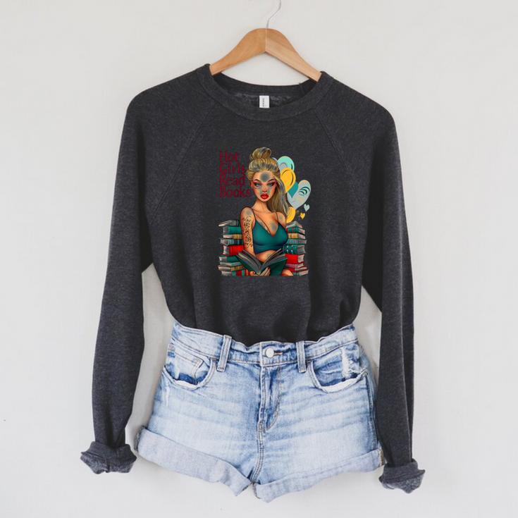 Hot Girls Read Books Spicy Bookish Girl Dark Romance Reader Raglan Baseball Tee Raglan Sleeve Sweatshirt