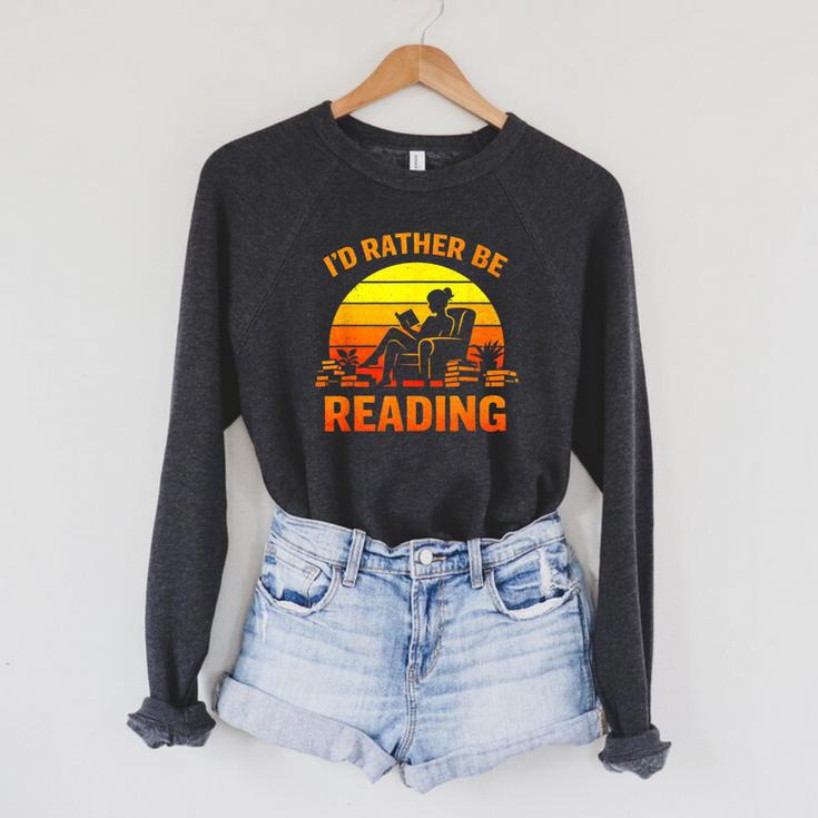 I'd Rather Be Reading Retro Book Lover Bookworm Raglan Sleeve Sweatshirt I'd Rather Be Reading Retro Book Lover Bookworm Raglan Sleeve Sweatshirt