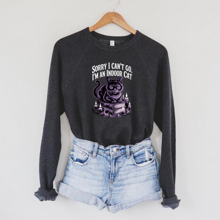 I'm An Indoor Cat Cute Witch Kitten With Books And Candles Raglan Sleeve Sweatshirt