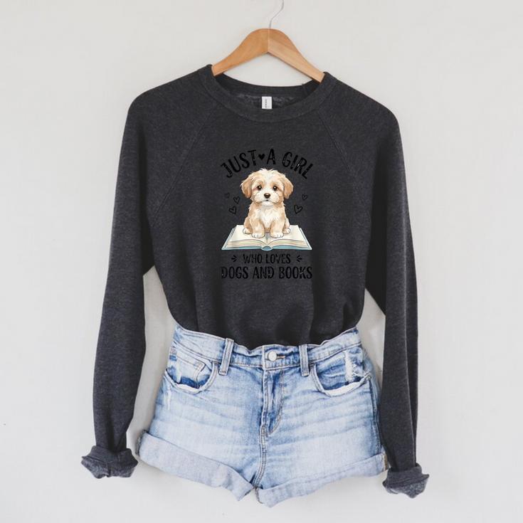 Just A Girl Who Loves Books And Dogs Puppy Pet Lover Raglan Sleeve Sweatshirt