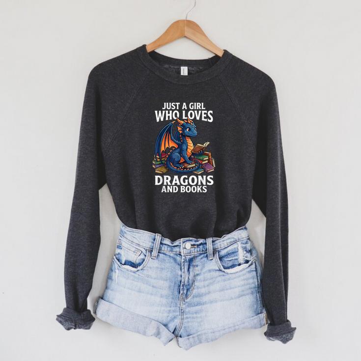 Just A Girl Who Loves Dragons And Books Raglan Sleeve Sweatshirt