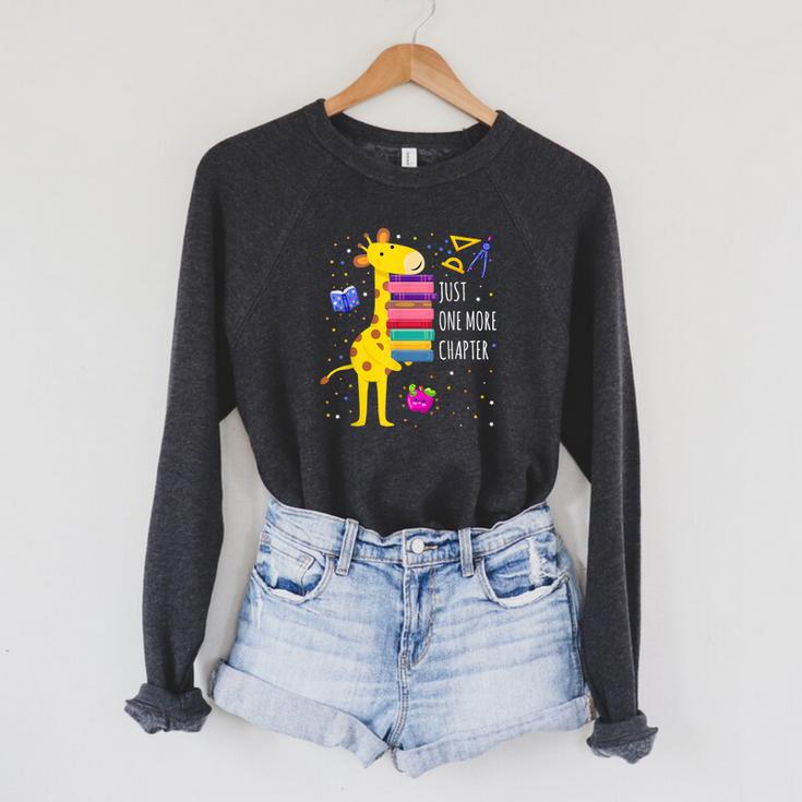 Just One More Chapter Cute Giraffe Book Reading Nerd Raglan Sleeve Sweatshirt