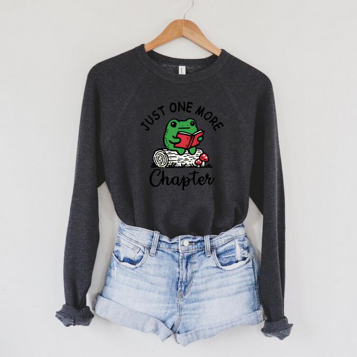 Just-One-More Chapter Frog Reading Book Men Women Kids Raglan Sleeve Sweatshirt