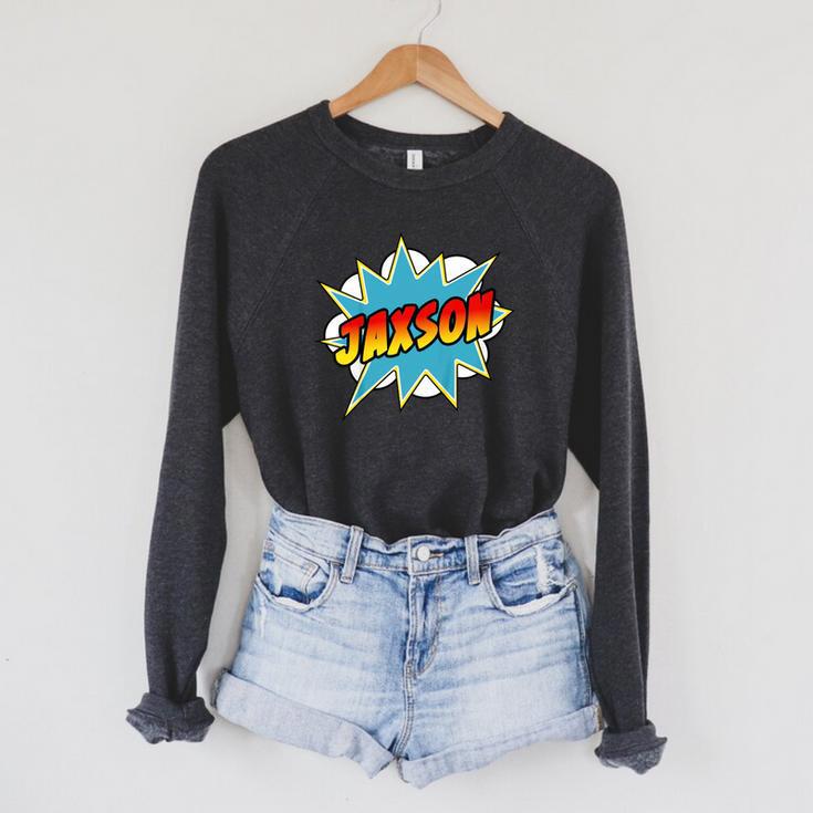 Kids Boys Jaxson Comic Book Superhero Name Raglan Sleeve Sweatshirt