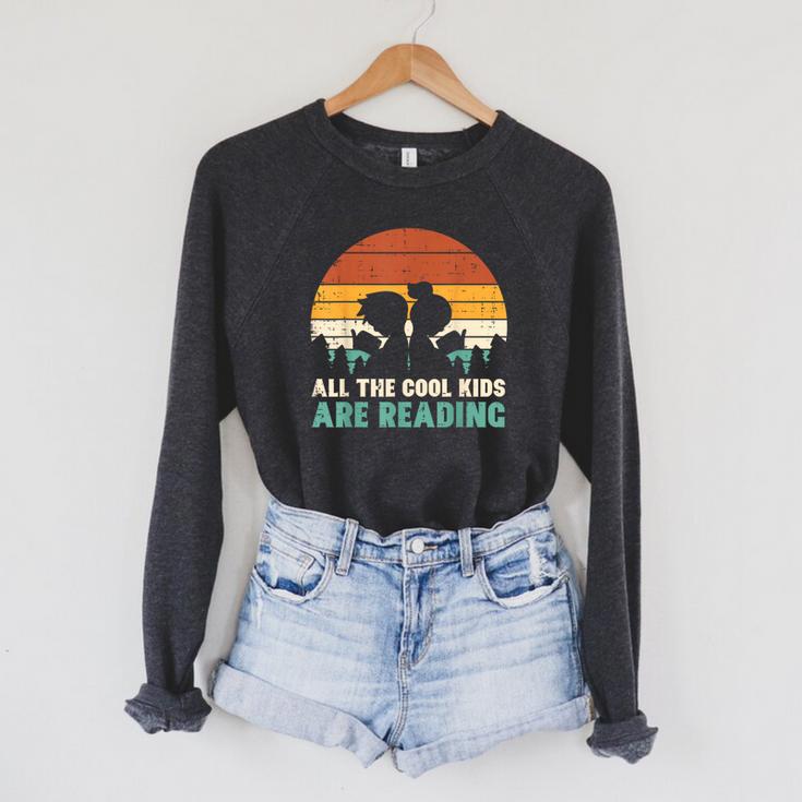 All Kids Are Reading Retro Read Book Lover Boys Girls Small Raglan Sleeve Sweatshirt