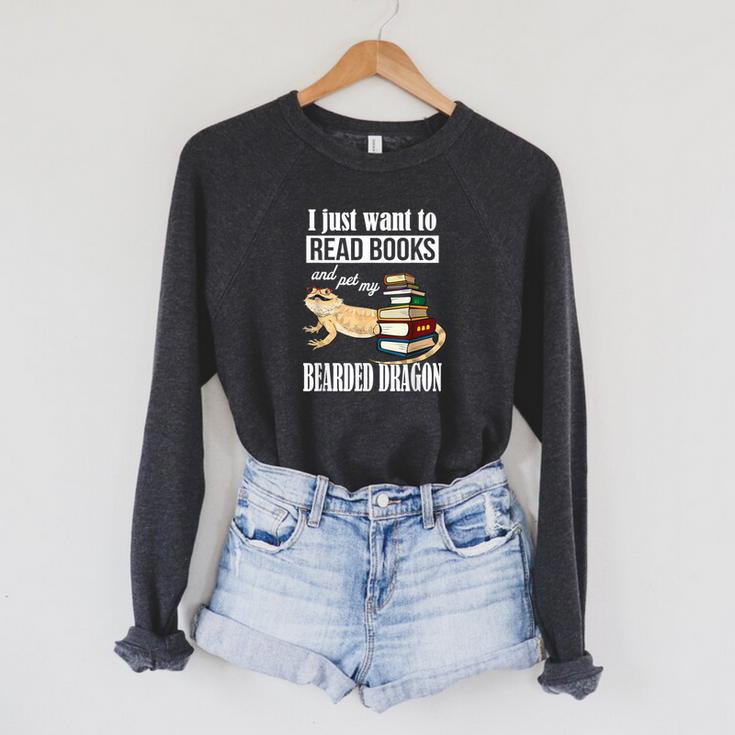 Kids Tiny Dinosaur Read Books & Pet My Bearded Dragon Lover Raglan Sleeve Sweatshirt