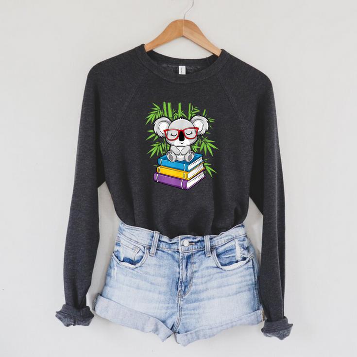 Koala Bear Librarian Reading Books Koala Raglan Sleeve Sweatshirt