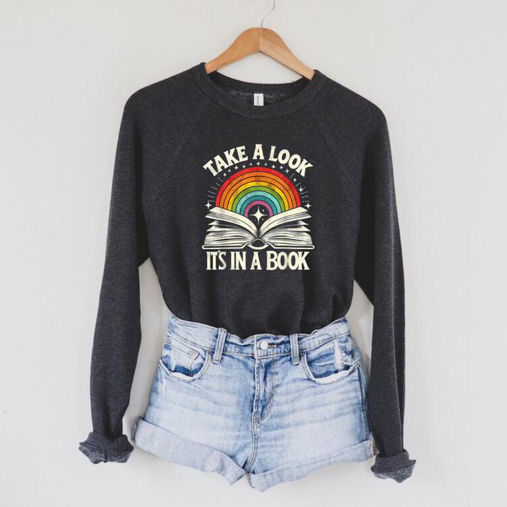 Take A Look A Book Vintage Reading Librarian Rainbow Raglan Sleeve Sweatshirt Take A Look A Book Vintage Reading Librarian Rainbow Raglan Sleeve Sweatshirt