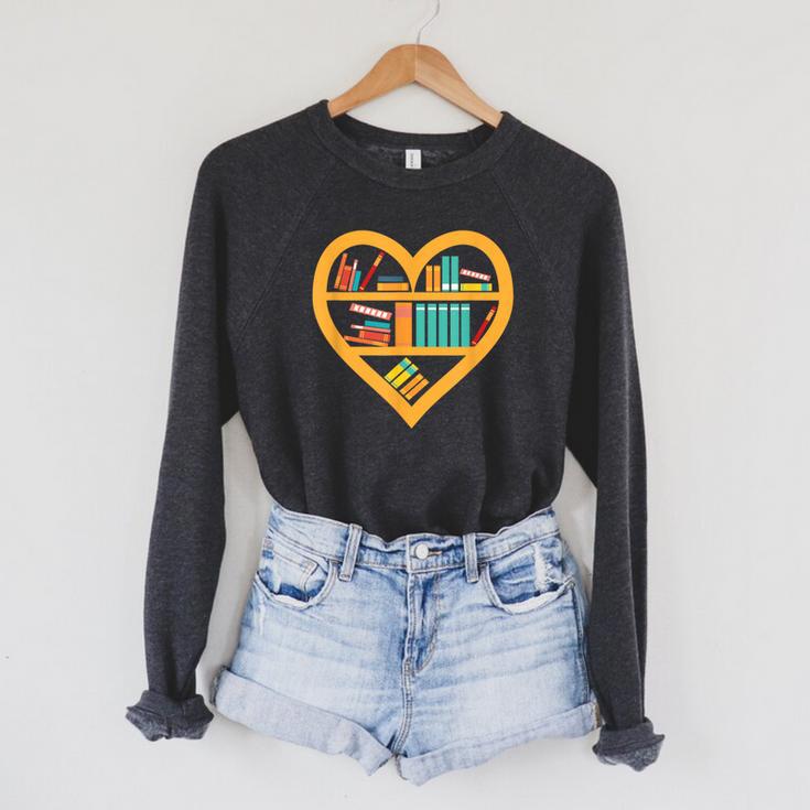 I Love Reading Heart Love Books Reading Club Raglan Sleeve Sweatshirt