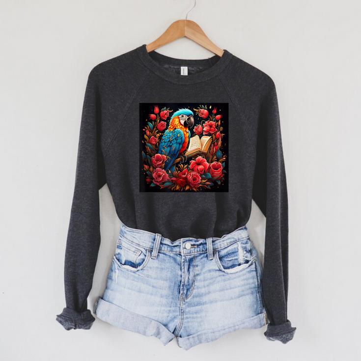 Macaw Reading A Book Raglan Sleeve Sweatshirt Macaw Reading A Book Raglan Sleeve Sweatshirt