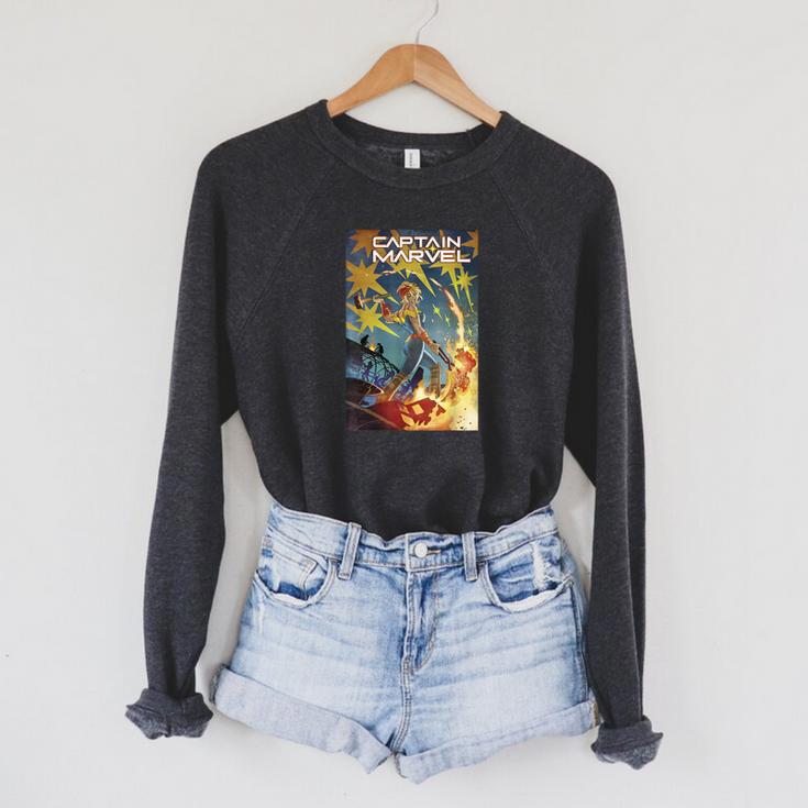 Marvel Comixology Captain Marvel She-Hulk Comic Book Cover Raglan Sleeve Sweatshirt
