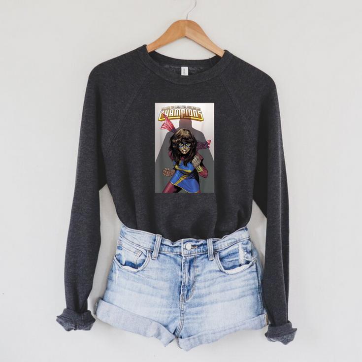 Marvel Comixology Champions Ms Marvel Comic Book Cover Raglan Sleeve Sweatshirt