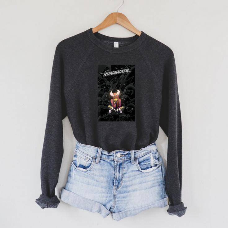 Marvel Comixology Runaways Comic Book Cover Raglan Sleeve Sweatshirt Marvel Comixology Runaways Comic Book Cover Raglan Sleeve Sweatshirt