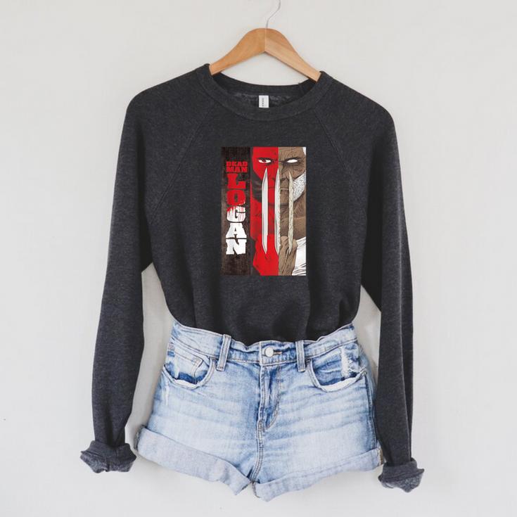 Marvel Dead Man Logan Comic Book Cover Raglan Sleeve Sweatshirt