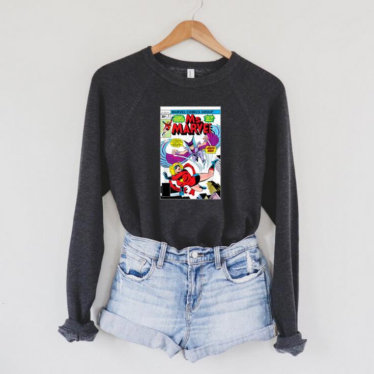 Marvel X-Men Ms Marvel Vs Death-Bird Comic Book Cover Raglan Sleeve Sweatshirt Marvel X-Men Ms Marvel Vs Death-Bird Comic Book Cover Raglan Sleeve Sweatshirt