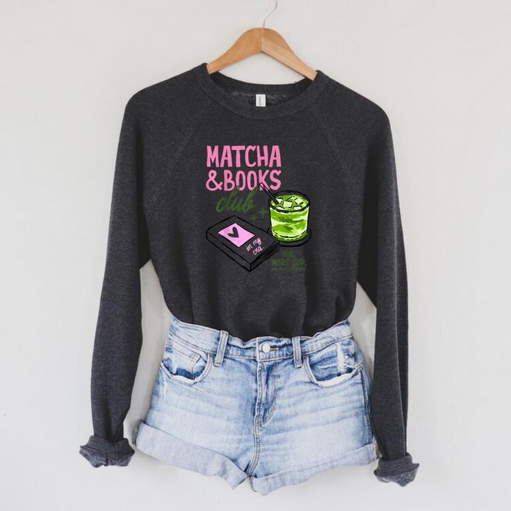 Matcha & Books Club Green Tea Latte Lovers Raglan Sleeve Sweatshirt
