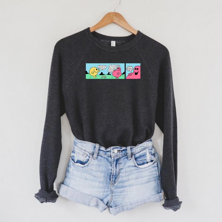Mr Men Mr Greedy Retro Comic Book Colourful Premium Tri-Blend Raglan Sleeve Sweatshirt