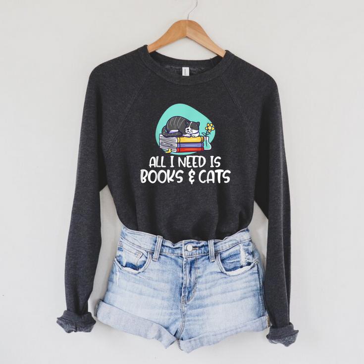 All I Need Is Books & Cats Raglan Sleeve Sweatshirt
