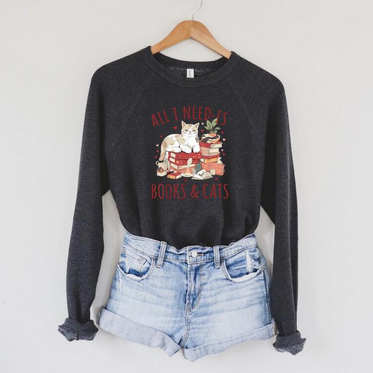 All I Need Is Books And Cats Valentines Day Reading Bookworm Raglan Sleeve Sweatshirt All I Need Is Books And Cats Valentines Day Reading Bookworm Raglan Sleeve Sweatshirt