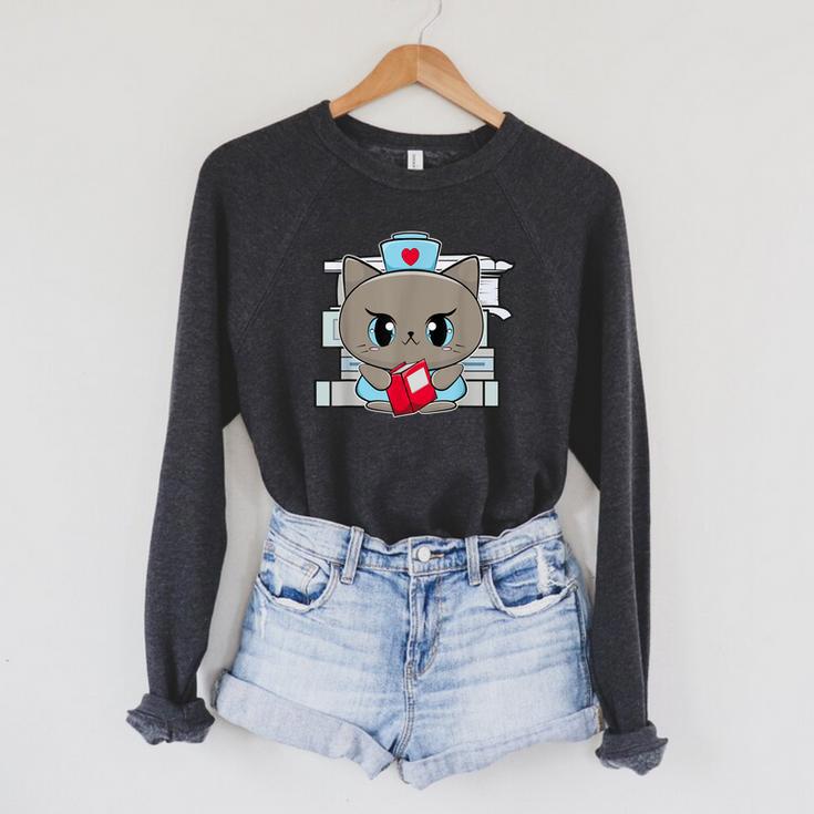 Nurse Cat Anime Feline Book Men Women Kids Raglan Sleeve Sweatshirt