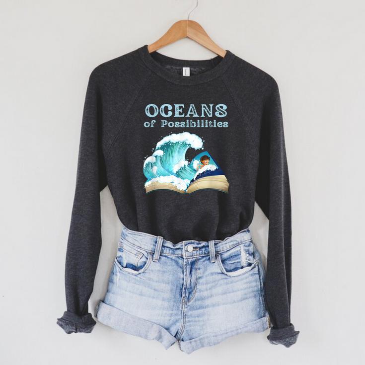 Oceans Of Possibilities Book Waves Summer Reading 2022 For Men Women Kids Raglan Sleeve Sweatshirt Oceans Of Possibilities Book Waves Summer Reading 2022 For Men Women Kids Raglan Sleeve Sweatshirt