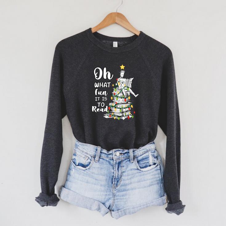 Oh What Fun It Is To Read Librarian Christmas Book Lover Raglan Sleeve Sweatshirt