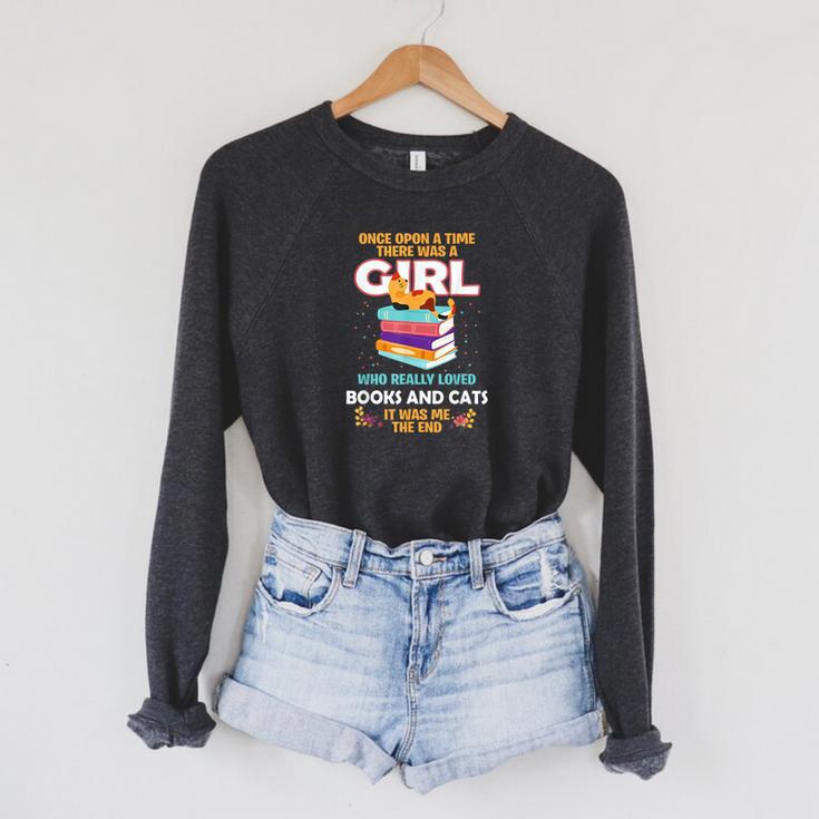 Once Upon A Time There Was A Girl Who Loves Books And Cats Raglan Sleeve Sweatshirt Once Upon A Time There Was A Girl Who Loves Books And Cats Raglan Sleeve Sweatshirt