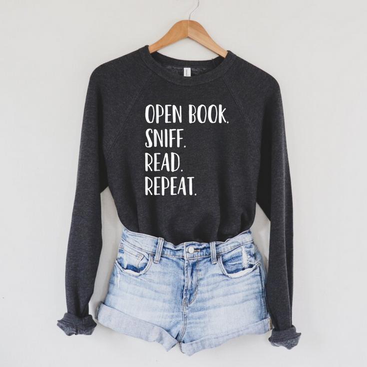 Open Book Sniff Read Repeat T-Shirt Raglan Sleeve Sweatshirt Open Book Sniff Read Repeat T-Shirt Raglan Sleeve Sweatshirt