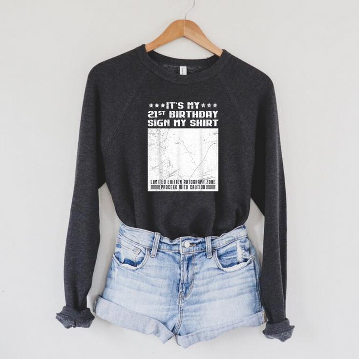 Party It's My 21st Birthday Sign My Shirt Guestbook Raglan Sleeve Sweatshirt