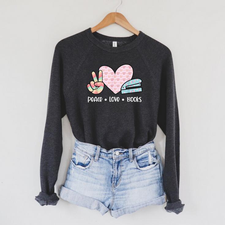 Peace Love Books Reading Raglan Sleeve Sweatshirt Peace Love Books Reading Raglan Sleeve Sweatshirt