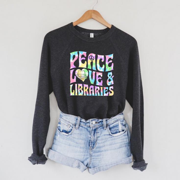 Peace Love And Libraries Heart And Books Graphic Premium Tri-Blend Raglan Sleeve Sweatshirt