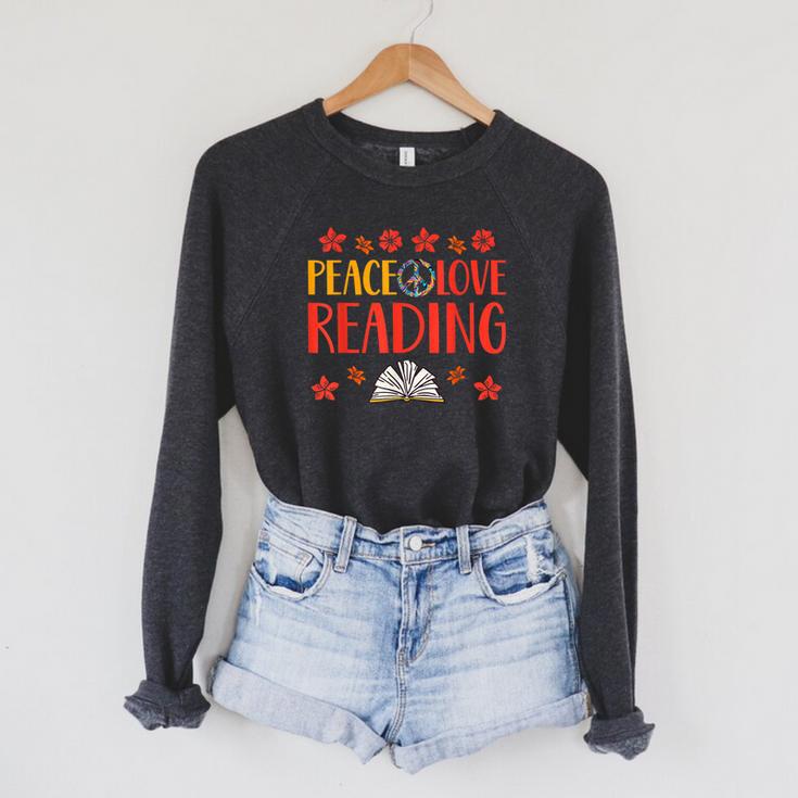 Peace Love Reading Book Nerd Book Geek Raglan Sleeve Sweatshirt Peace Love Reading Book Nerd Book Geek Raglan Sleeve Sweatshirt