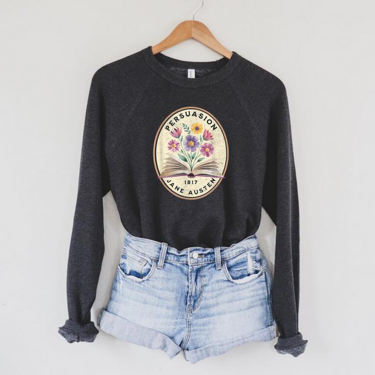 Persuasion Jane Austen Book Flowers Raglan Sleeve Sweatshirt