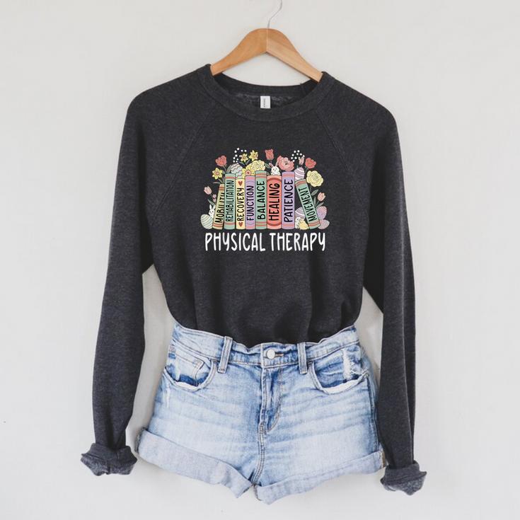Physical Therapy Floral Book Easter PT Physical Therapist Raglan Sleeve Sweatshirt